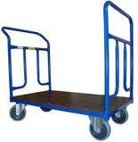 Wózek platformowy ręczny dwuburtowy (koła: pełna guma 160 mm, nośność: 400 kg, wymiary: 1200x700 mm) 13340615