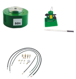 Zestaw: siłownik hydrauliczny, pompa hydrauliczna dwustopniowa, przewód wysokociśnieniowy, szybkozłącze 1/4 ’’ między siłownikiem a przewodem, manometr (w stanie złożonym:122 mm, skok tłoków: 46 mm, udźwig: 50 T) 62781557